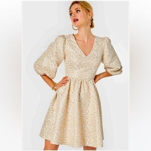 Lilly Pulitzer Calyssa 3/4 Sleeve Gold Dress  Sz 14